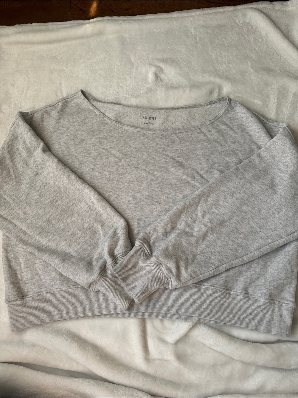 Hollister Heather Light Gray Scoop Neck Pullover Sweater